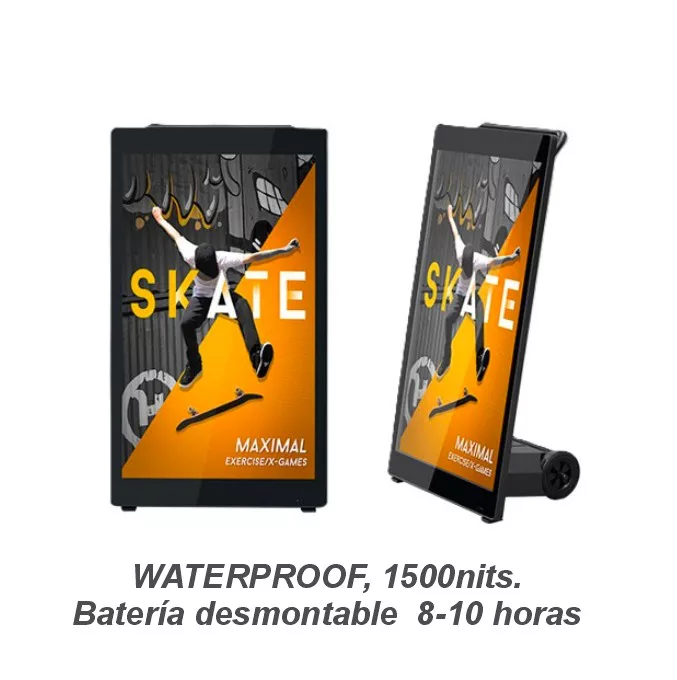 1701823-PRO Pantalla lcd 43" con ruedas y autonomía 10horas-WATERPROOF, 1500nits