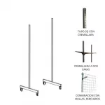 Juego 2 pies tubo SQ sistema cremallera con ruedas