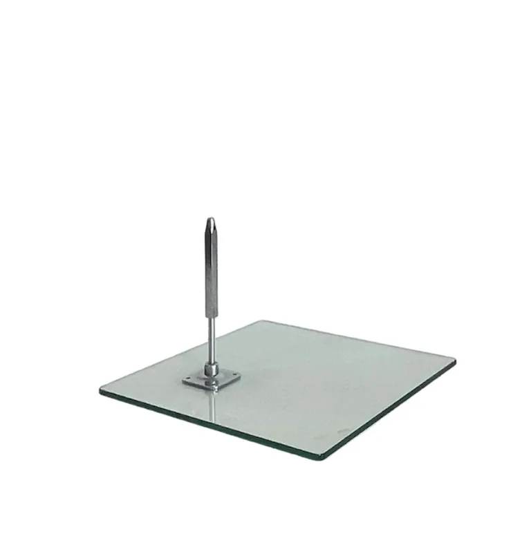 BASE CRISTAL PARA MANIQUIES CON 2 SOPORTES 36x36cm