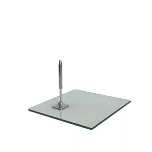 BASE CRISTAL PARA MANIQUIES CON 2 SOPORTES 36x36cm