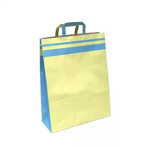 Bolsa papel verde asa plana raya grande