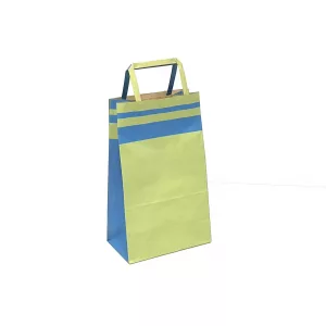 Bolsa papel verde asa plana raya pequeña