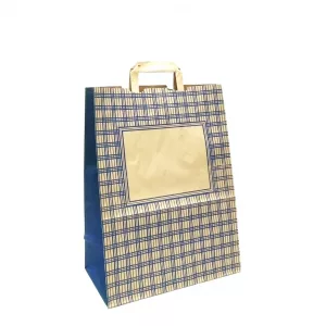 Bolsa papel asa plana gales azul "L"