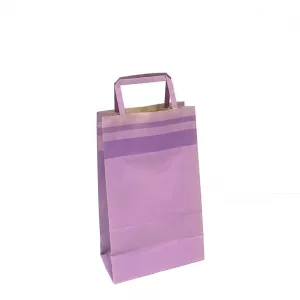 Bolsa papel rosa asa plana raya