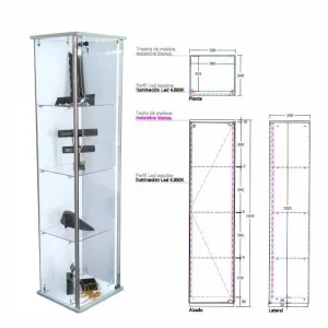 Vitrina 1206 con fondo melamina e iluminación