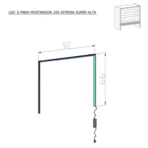 Conjunto iluminación led de mostrador 100cm vitrina super alta