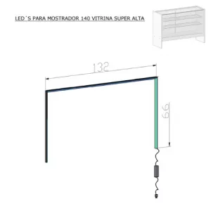 Conjunto iluminación led de mostrador 140cm vitrina super alta