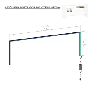 Conjunto iluminación led de mostrador 180cm