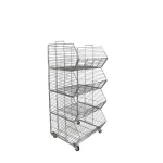 Expositor 4 cestas apilables con ruedas cromado