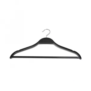 Percha conjunto con muescas negro brillo 45cm (En caja de 100uds).