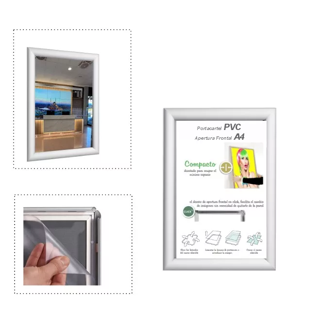 Portacartel PVC apertura frontal A4