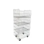 Expositor 4 cestas apilables con ruedas cromado