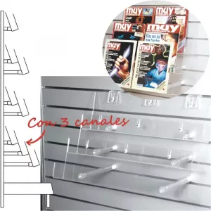 Expositor revistas 3 canales para lama