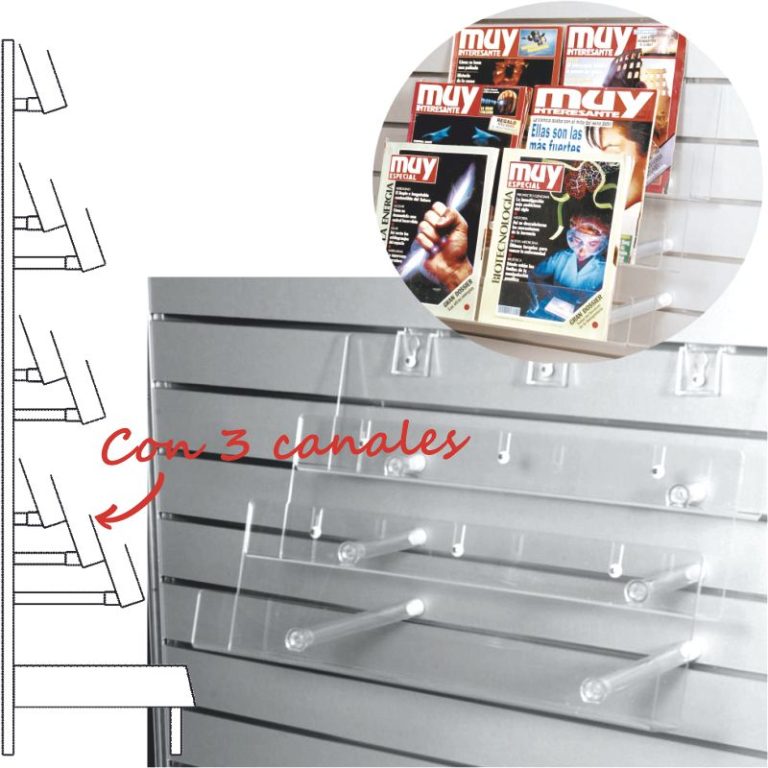Expositor revistas 3 canales para lama