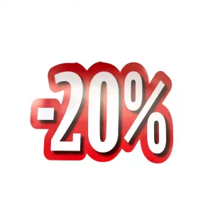 Carteles rebajas descuentos 20 % troquelado