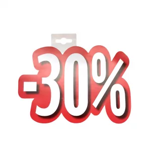 Carteles rebajas descuentos 30 % troquelado