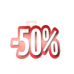 Carteles rebajas descuentos 50 % troquelado