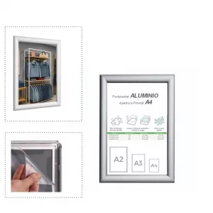Portacartel Apertura Frontal A4 ALUMINIO