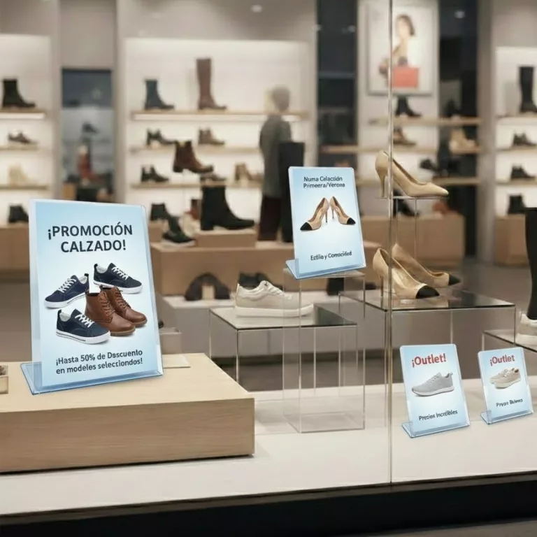 Portacarteles PVC Vertical base L irrompible