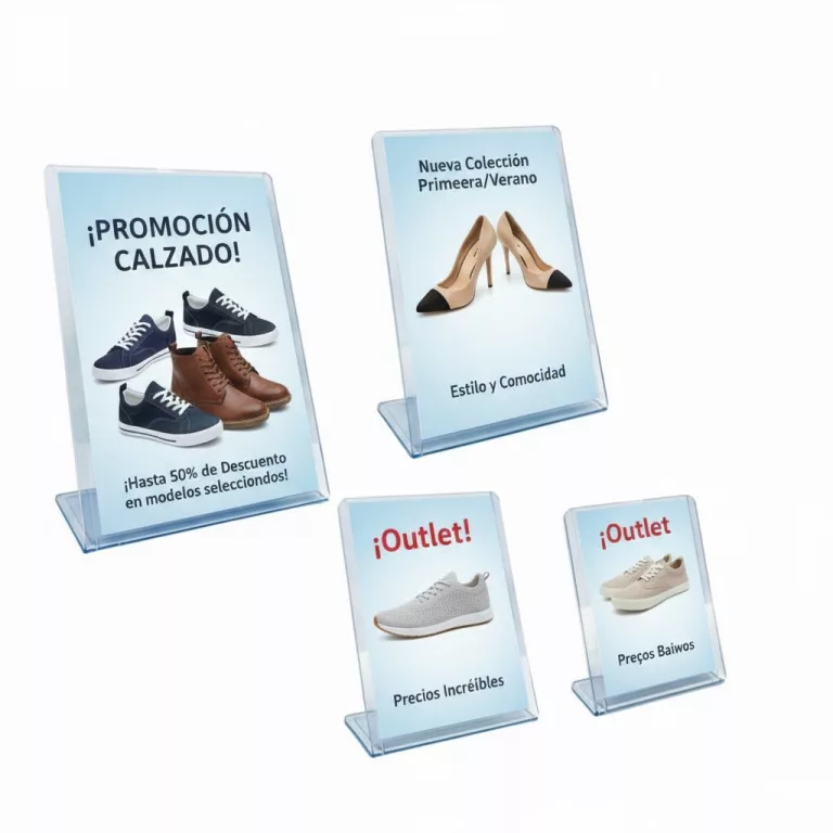 Portacarteles PVC Vertical base L irrompible