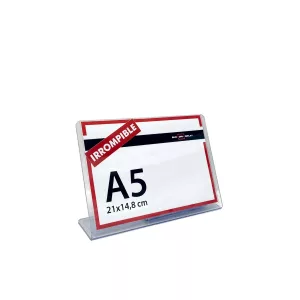 Portacartel PVC horizontal base L A5 irrompible