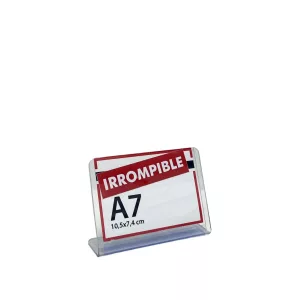 Portacarteles PVC horizontal base L A7 irrompible