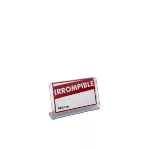 Portacarteles PVC IRROMPIBLE  horizontal base L 5,5X9cm