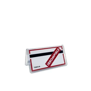 Portacartel tarjeta PVC IRROMPIBLE  15x8cm