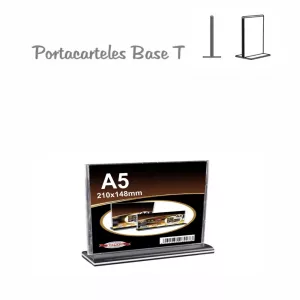 Portacartel poliestireno horizontal base T A5