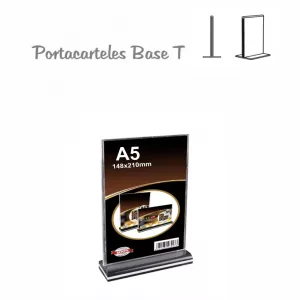 Portacartel poliestireno vertical base T A5