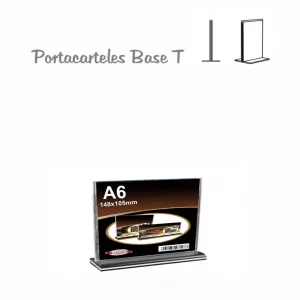 Portacartel poliestireno horizontal base T A6