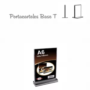 Portacartel poliestireno vertical base T A6