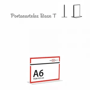 Portacartel metacrilato horizontal base T A6 (En caja de 12uds)