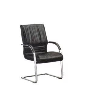 Silla confidente con brazos negro y base cromada