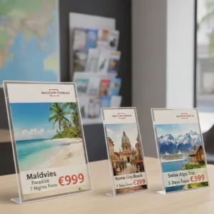 Portacartel poliestireno horizontal base T A5