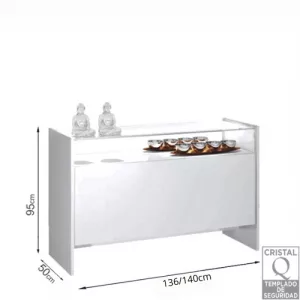 Mostrador vitrina corta 140cm  alto 95cm - CRISTAL TEMPLADO