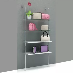 Estantería tubo box estantes cristal y madera