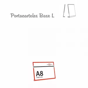 Portacarteles metacrilato horizontal base L A8 (En caja de 10uds)