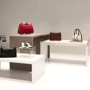 Góndola mesa escaparate madera