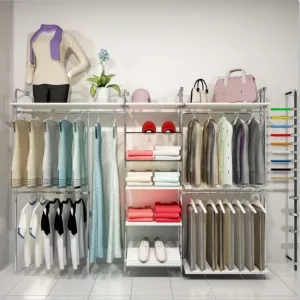 Sistema estantería perchero tubo redondo