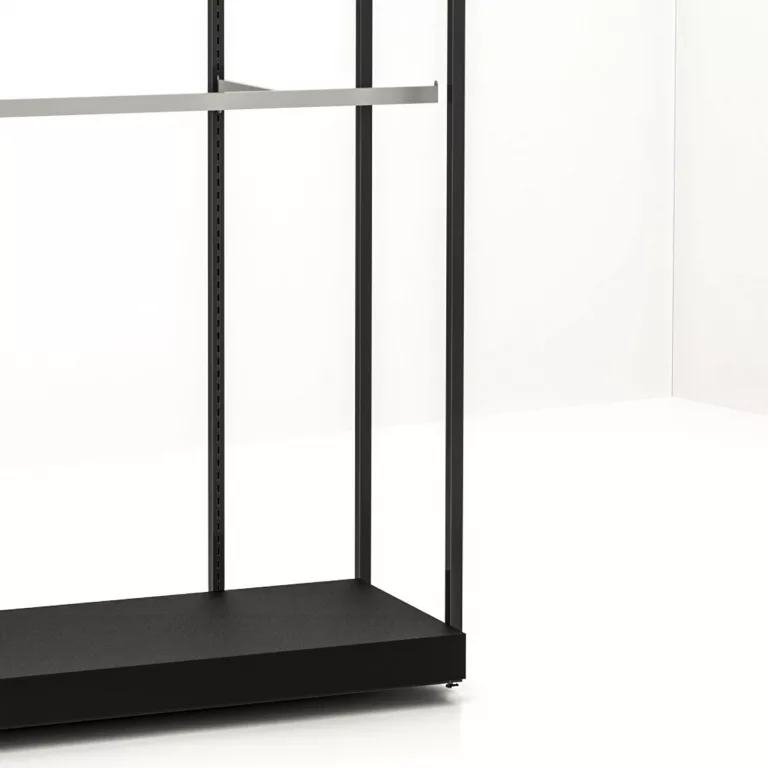 DETALLE Estantería Modular SQ con percheros, barra colgadora, estante y tarima (Tubo Cuadrado 25mm)