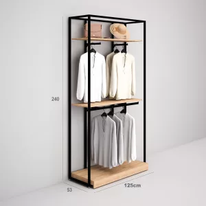 Estantería Modular SQ con percheros, barra colgadora, estante y tarima (Tubo Cuadrado 25mm)