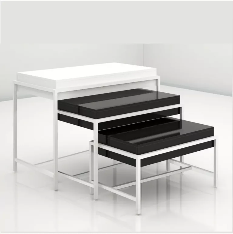 Juego 3 mesas nido tubo cuadrado SQ de 25mm tapa efecto regruesado