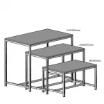 Juego 3 mesas nido tubo cuadrado SQ de 25mm tapa 19mm formica