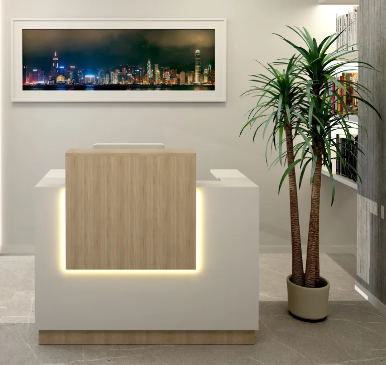 Mostrador madera recepción