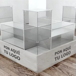 Vitrina isla de cristal templado