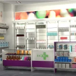 Mostrador cremalleras y estanterías madera