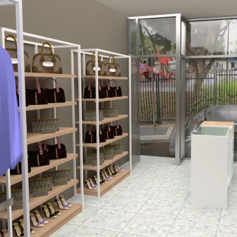 Estantería Modular SQ blanca-roble con estantes y tarima (Tubo Cuadrado25mm)