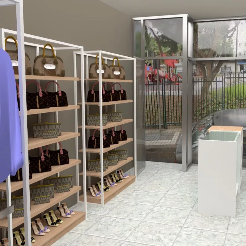 Estantería Modular SQ blanca-roble con estantes y tarima (Tubo Cuadrado25mm)