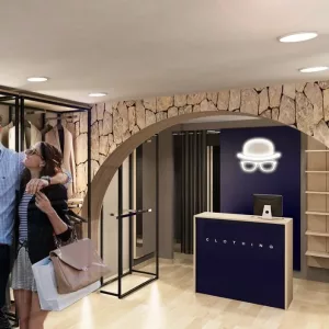 Mostrador caja madera